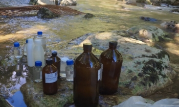  Coleta de Água do Rio Sellin para monitoramento de qualidade de água afim de gerantir que as obras não impactam as águas. 